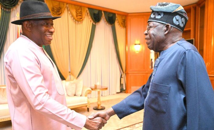 Former President Goodluck Jonathan briefs President Tinubu